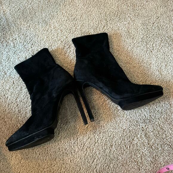 Jeffrey Campbell Pointed Toe High Heel Black Suede Ankle Booties Size 7.5 - Picture 2 of 15